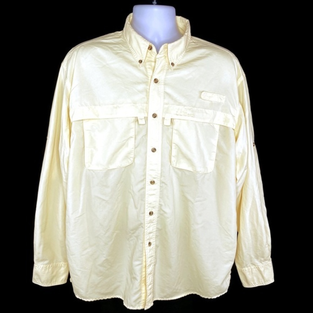 L.L Bean Yellow Long Sleeve Fishing Shirt Large